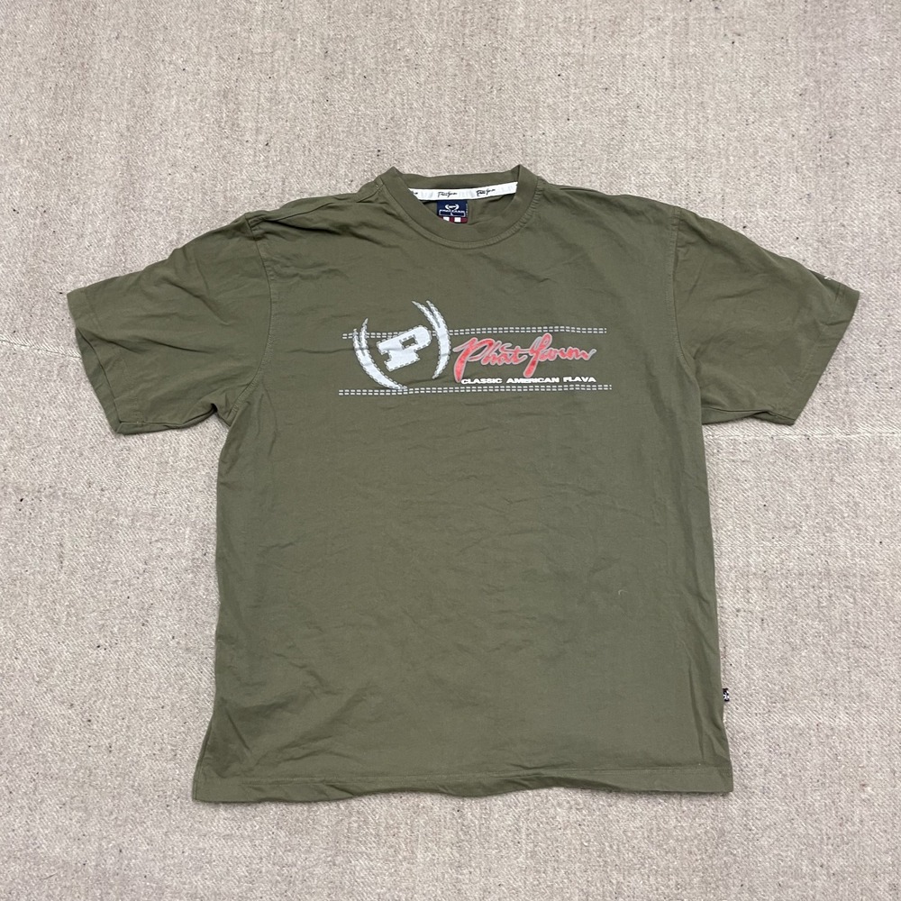 Vintage Phat Farm Shirt mens Large Green 2000s y2k Logo New York
